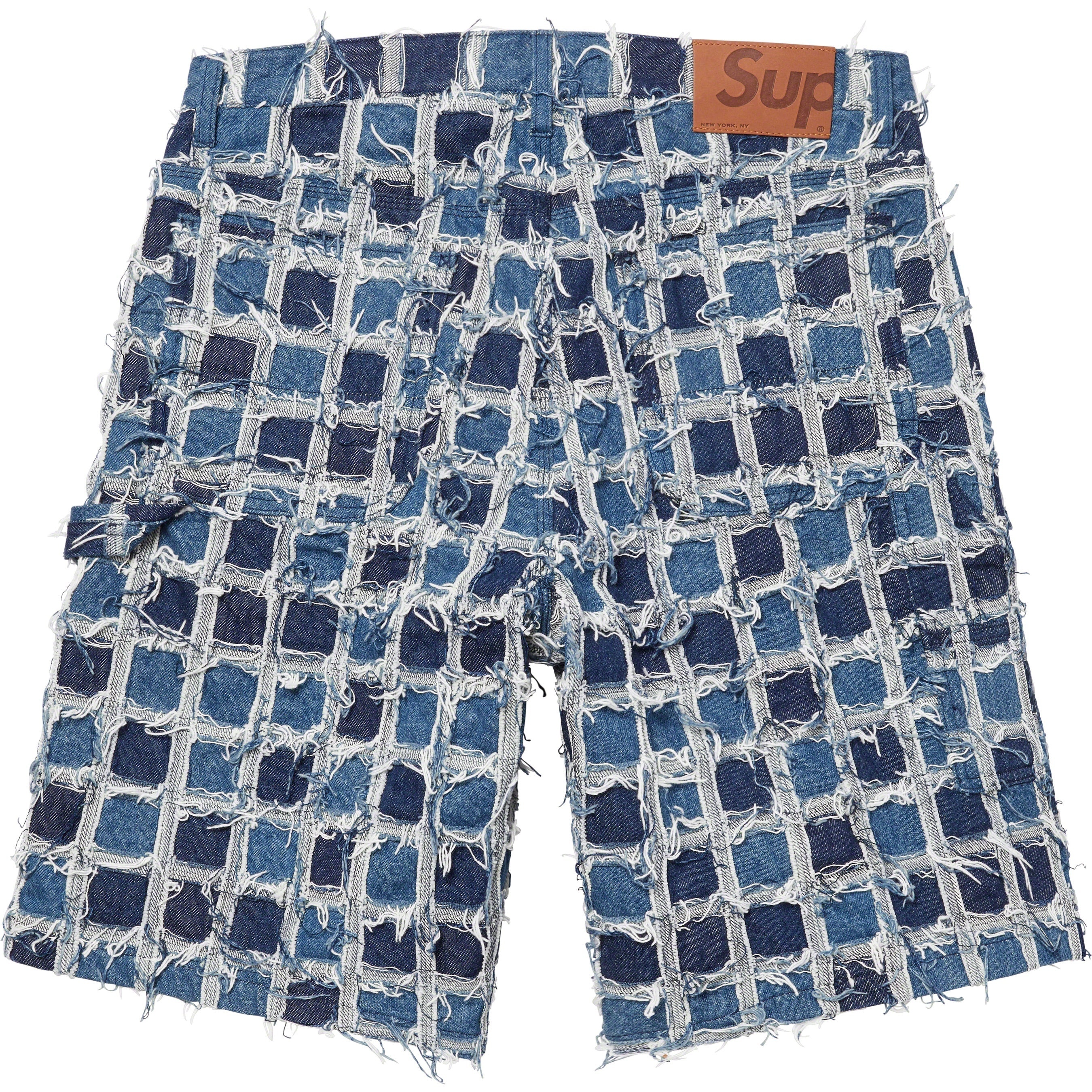 Frayed Patchwork Baggy Denim Short view 5